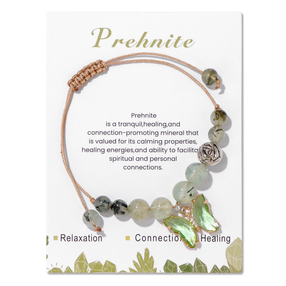 Natural Stone Amethyst Bracelet Butterfly Pendant Women’s Bracelet Hand-Woven String
