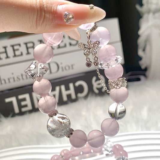 Natural Crystal Bracelet Butterfly DIY Niche Original Design Crystal Bracelet Tassel