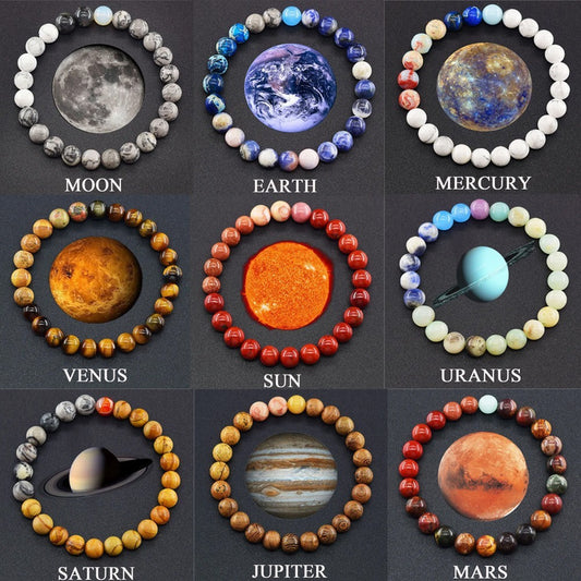 Solar System Natural Stone Space Bracelet for Men and Women
