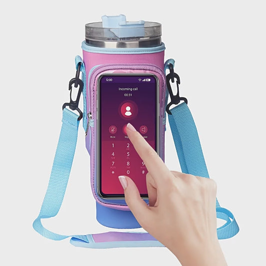 40oz Strap Ice Cup Holder Transparent Touch Screen Water Cup Holder