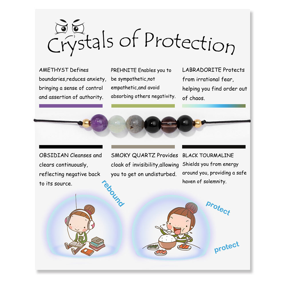 Hand Woven Natural Stone Beads Semi-precious Stone Amethyst Wishing Bracelet
