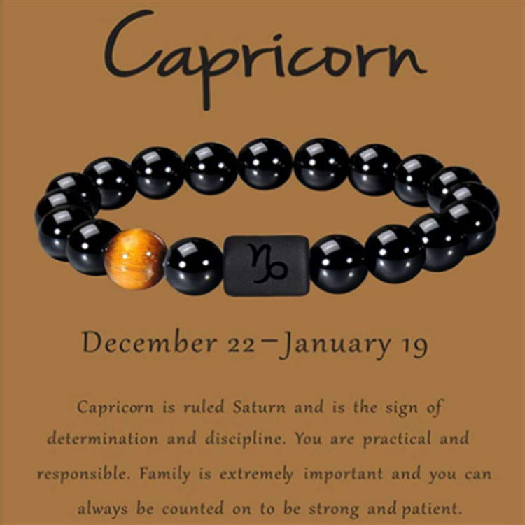 Natural Yellow Tiger Eye Stone Beads Zodiac Wishing Bracelet