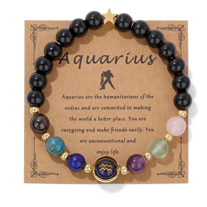 Natural Blue Sand Five-pointed Star Crystal Twelve Constellation Energy Bracelet