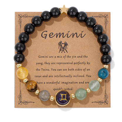Natural Blue Sand Five-pointed Star Crystal Twelve Constellation Energy Bracelet