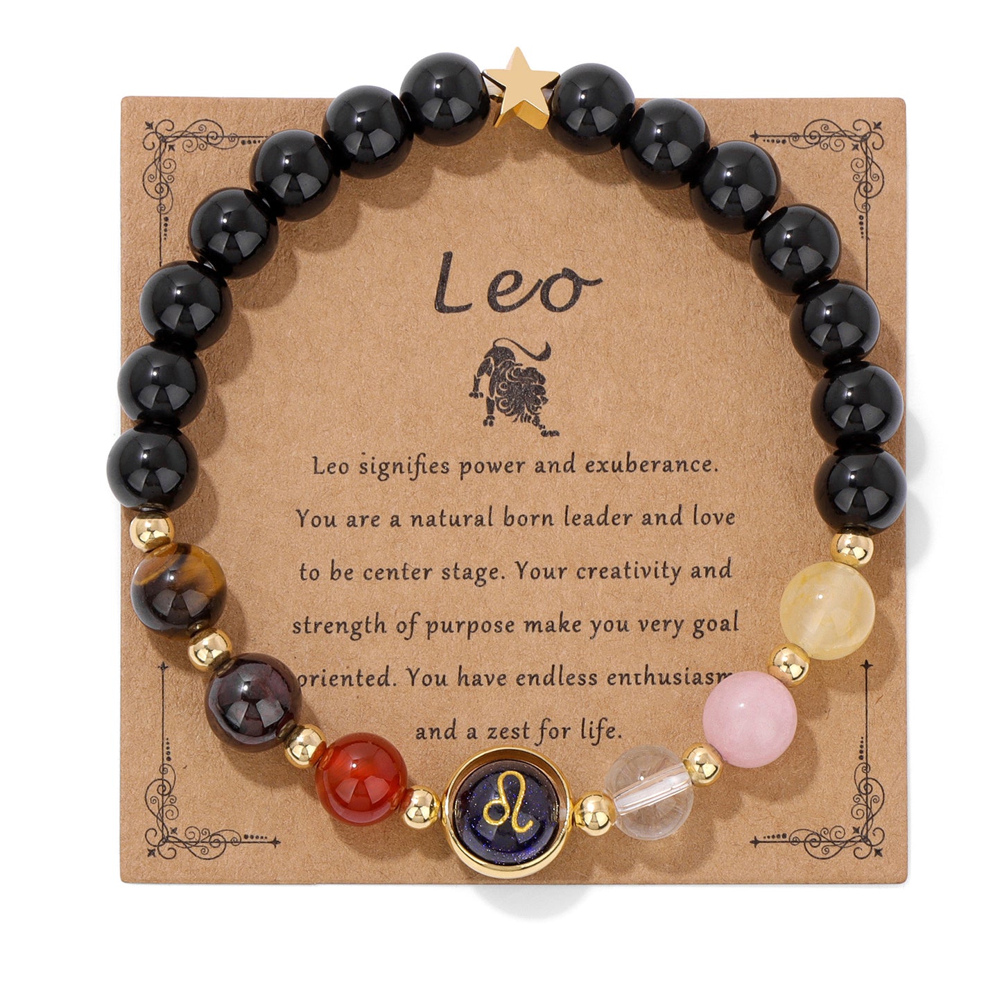 Natural Blue Sand Five-pointed Star Crystal Twelve Constellation Energy Bracelet