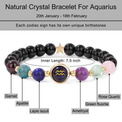 Natural Blue Sand Five-pointed Star Crystal Twelve Constellation Energy Bracelet