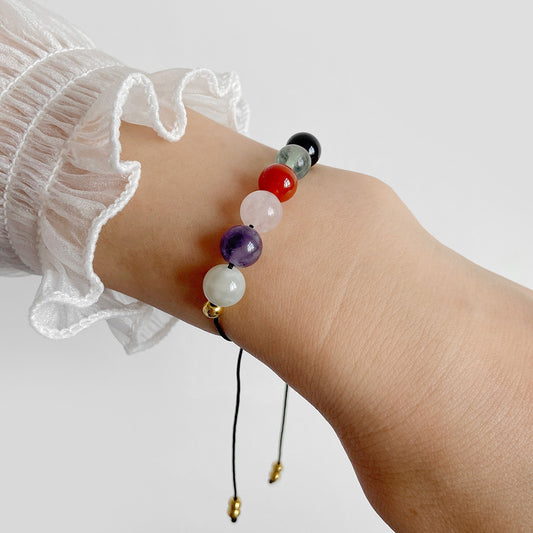 Hand Woven Natural Stone Beads Semi-precious Stone Amethyst Wishing Bracelet